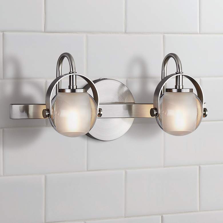 Image 1 Conduit 6 1/2" High Brushed Nickel 2-Light Wall Sconce