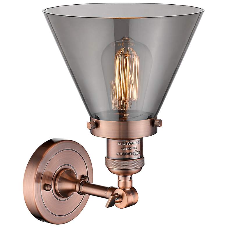 Image 3 Cone 10 1/2" High Antique Copper Wall Sconce more views