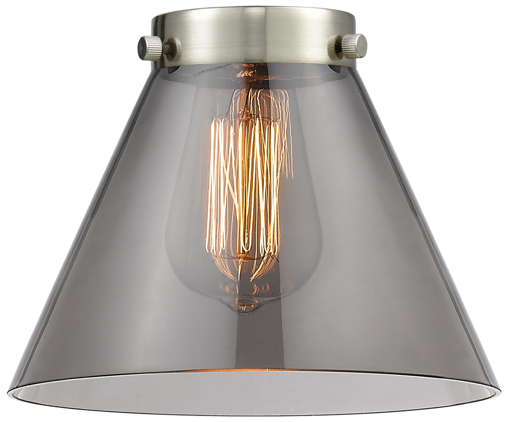 Cone 10 1/2" High Brushed Brass Wall Sconce w/ Smoke Glass