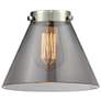 Cone 10 1/2" High Brushed Brass Wall Sconce w/ Smoke Glass