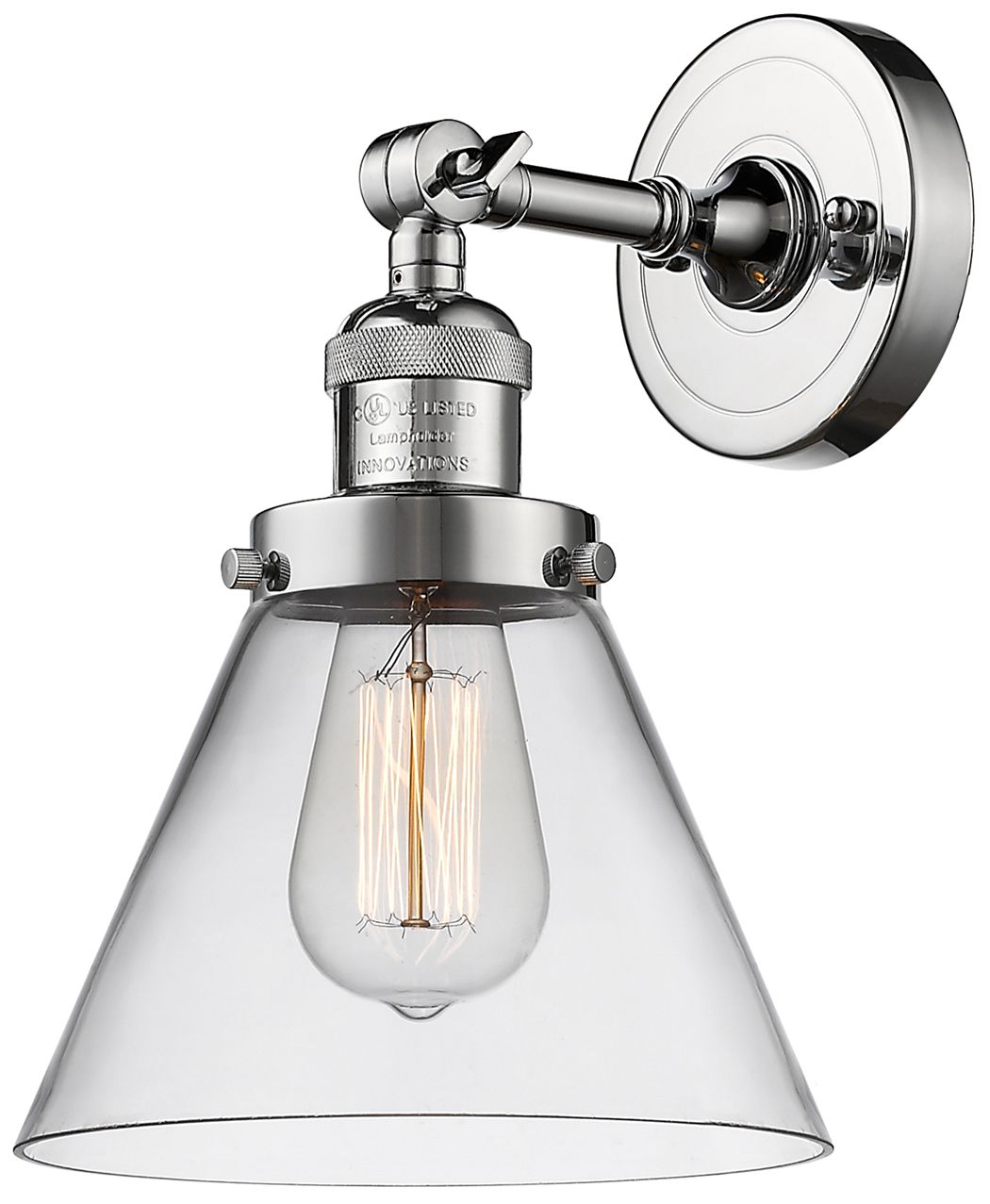 Image 2 Cone 10 1/2" High Chrome LED Wall Sconce with Clear Glass