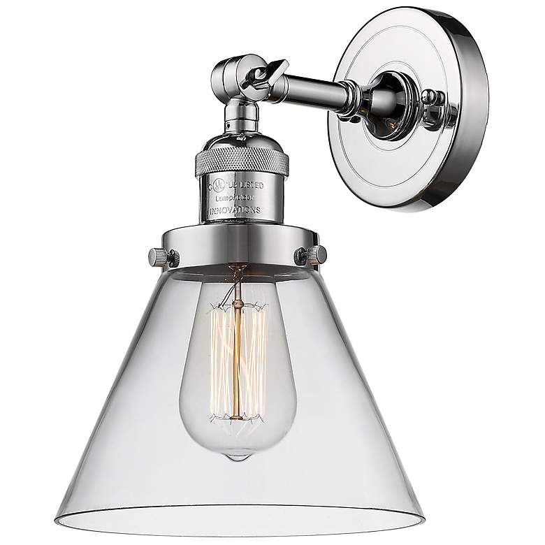 Image 2 Cone 10 1/2" High Chrome LED Wall Sconce with Clear Glass