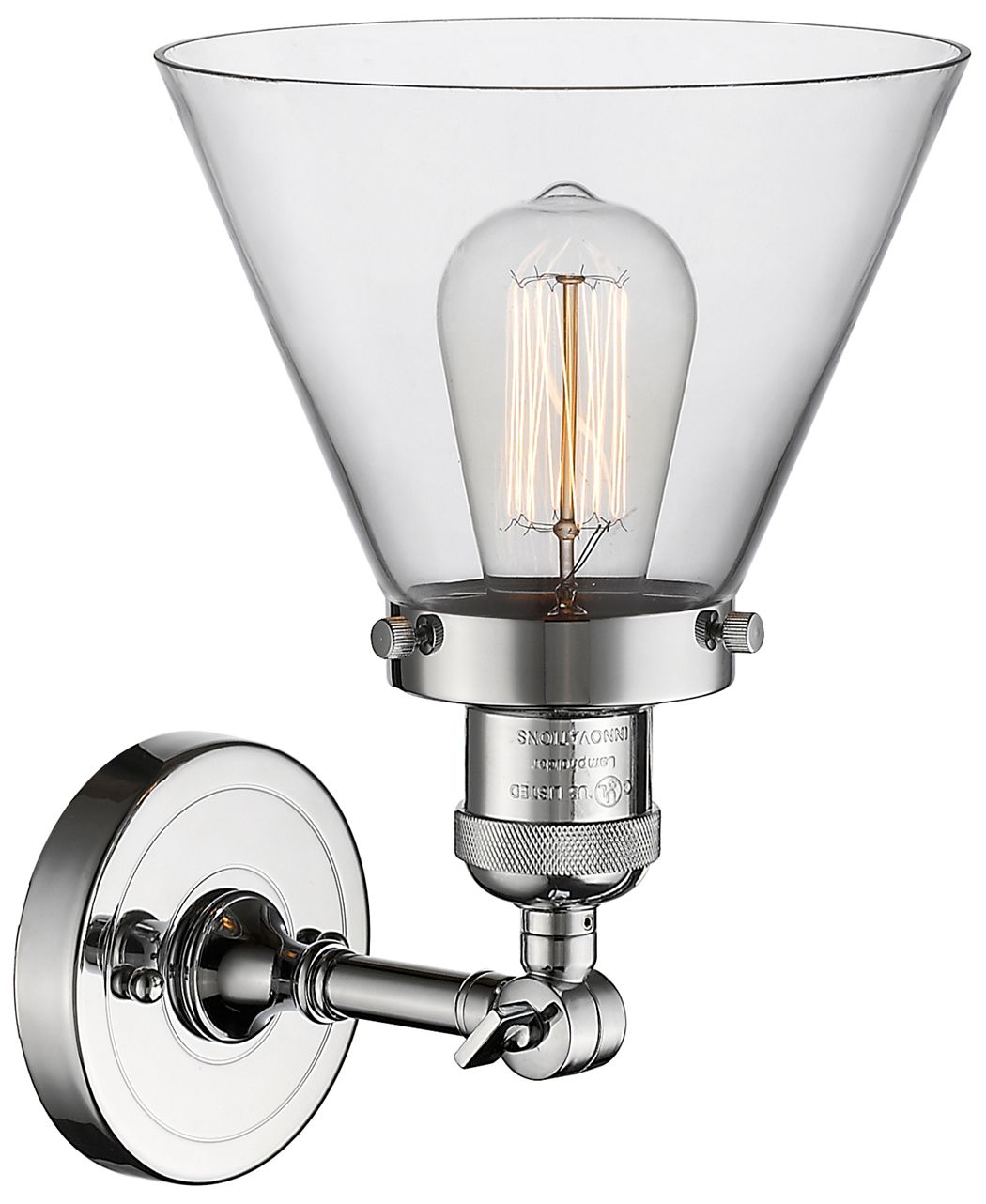 Image 3 Cone 10 1/2" High Chrome LED Wall Sconce with Clear Glass more views