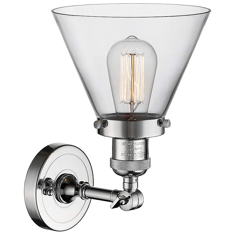 Image 3 Cone 10 1/2" High Chrome LED Wall Sconce with Clear Glass more views