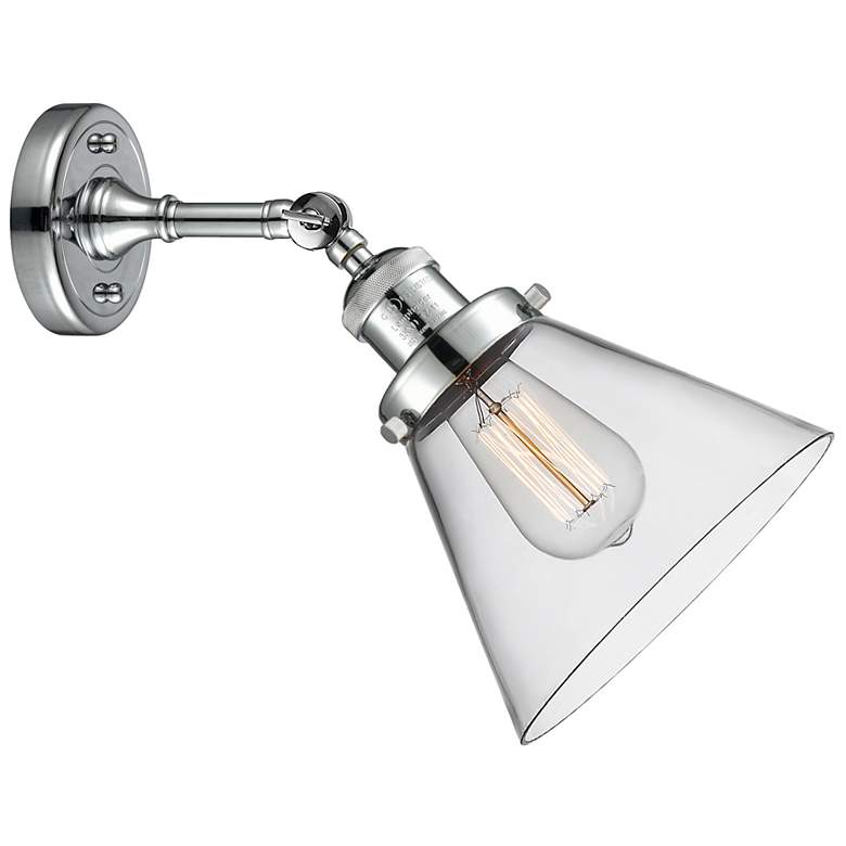 Image 4 Cone 10 1/2" High Chrome LED Wall Sconce with Clear Glass more views