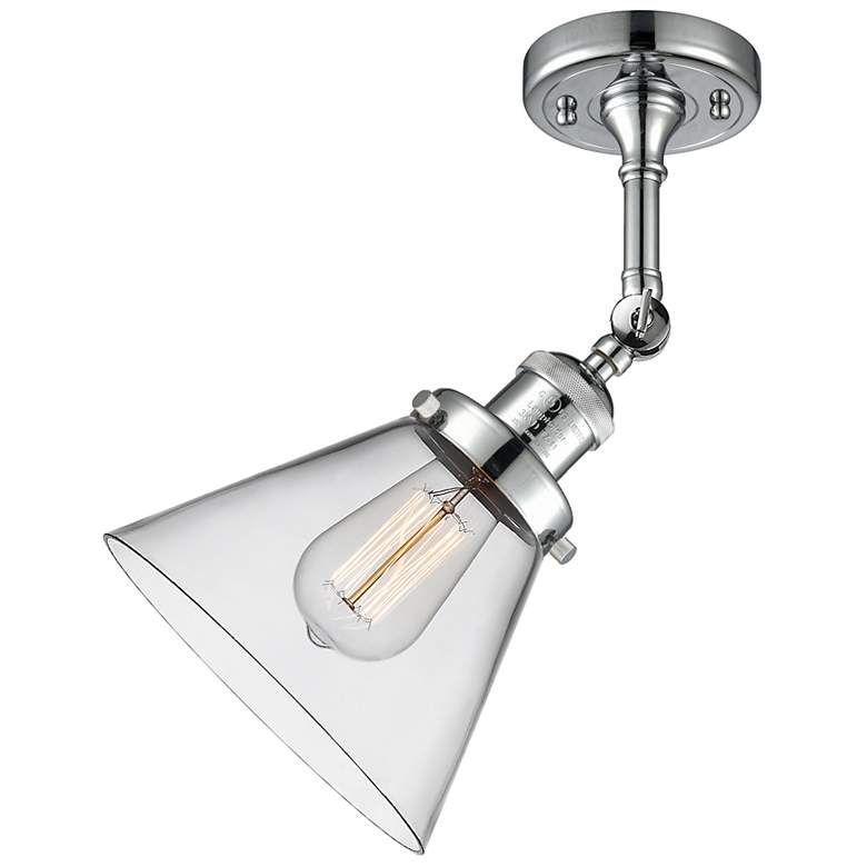 Image 6 Cone 10 1/2" High Chrome LED Wall Sconce with Clear Glass more views