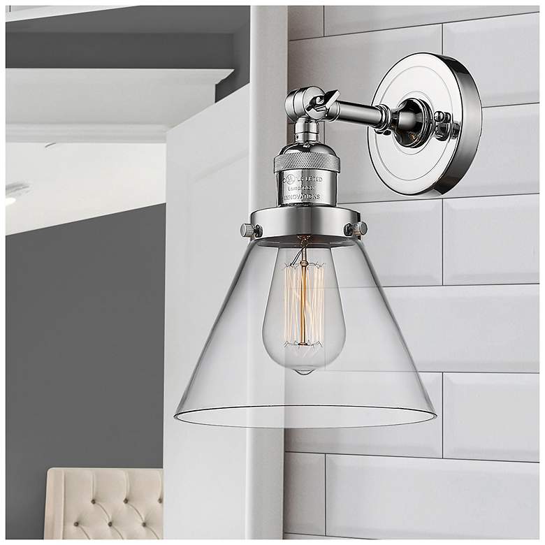 Image 7 Cone 10 1/2" High Chrome LED Wall Sconce with Clear Glass more views