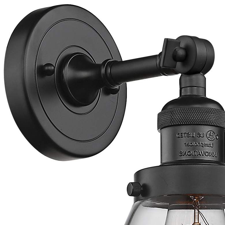 Image 2 Cone 10 1/2" High Matte Black Clear Glass Wall Sconce more views