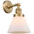 Cone 10" High Brushed Brass LED Sconce with White Glass