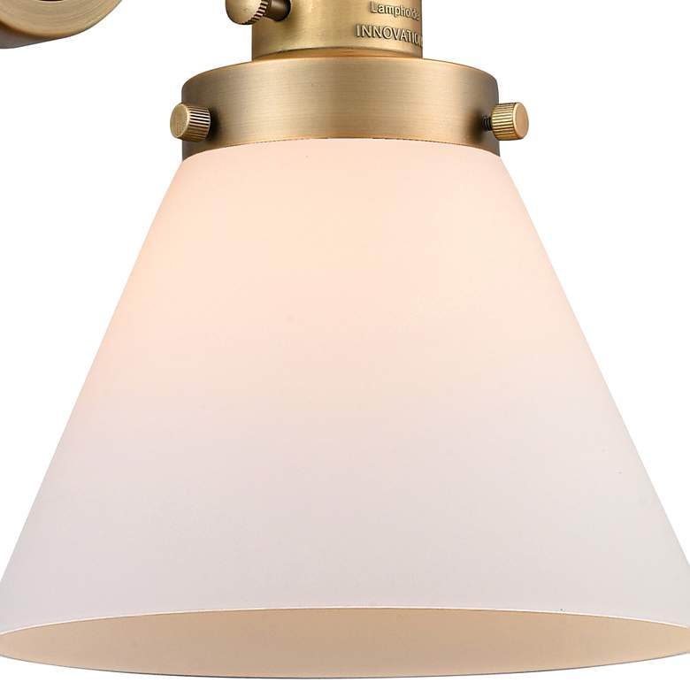 Image 2 Cone 10" High Brushed Brass LED Sconce with White Glass more views