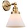 Cone 10" High Brushed Brass Sconce w/ Matte White Shade