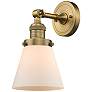 2_Cone 10" High Brushed Brass Wall Sconce with White Glass