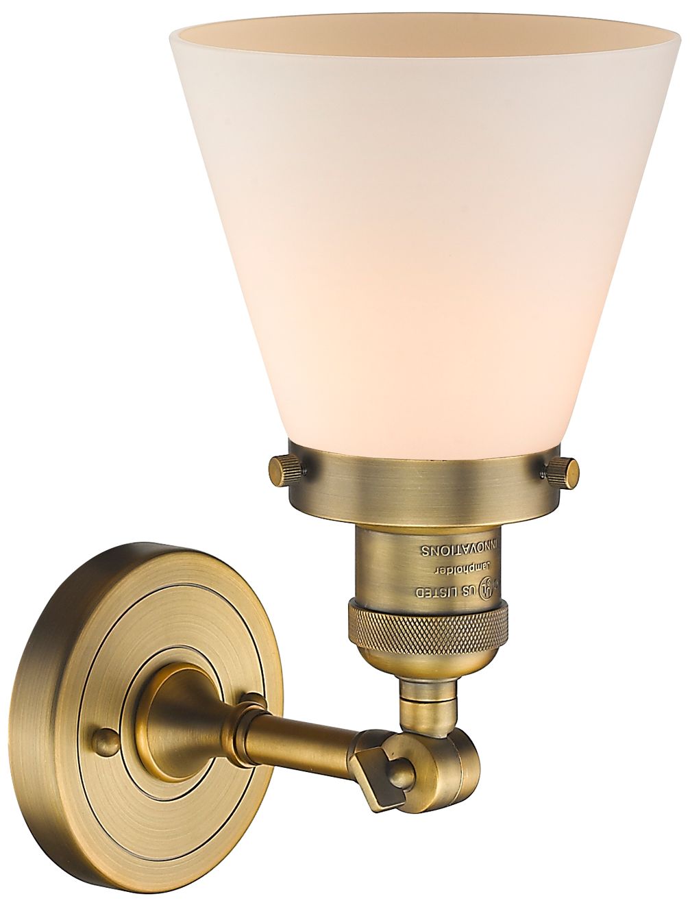 Image 3 Cone 10" High Brushed Brass Wall Sconce with White Glass more views