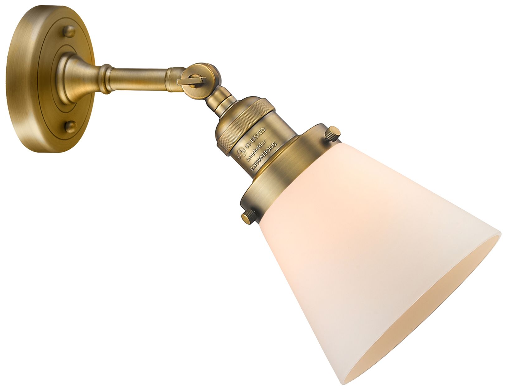 Image 4 Cone 10" High Brushed Brass Wall Sconce with White Glass more views