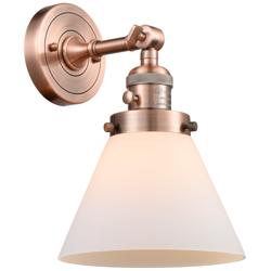 Cone 10" High Copper Sconce w/ Matte White Shade