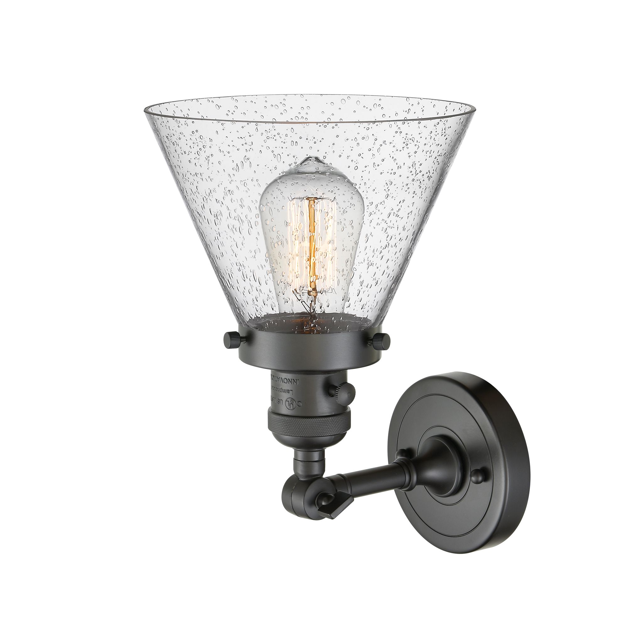 Image 2 Cone 10" High Oil-Rubbed Bronze Wall Sconce with Seedy Glass more views