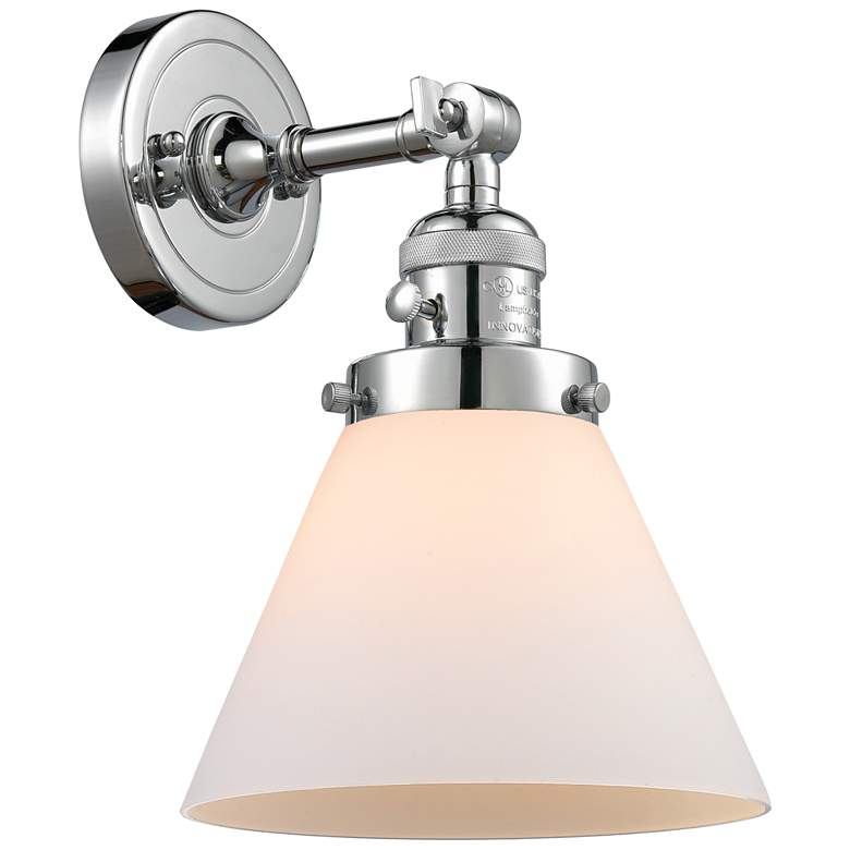 Image 1 Cone 10" High Polished Chrome Sconce w/ Matte White Shade