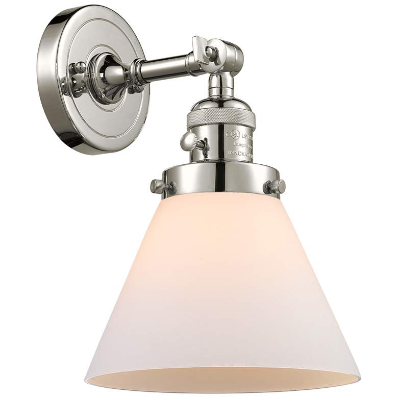 Image 1 Cone 10" High Polished Nickel Sconce w/ Matte White Shade