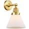 Cone 10" High Satin Gold Sconce w/ Matte White Shade