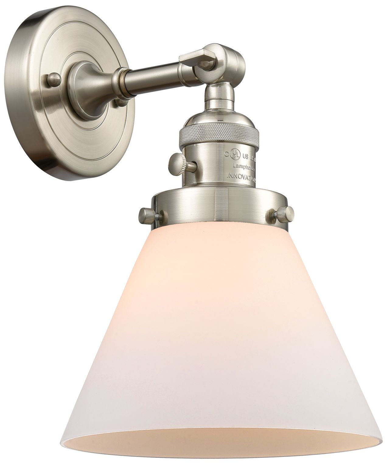 Cone 10"H Brushed Nickel Wall Sconce with Matte White Shade