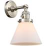 1_Cone 10"H Brushed Nickel Wall Sconce with Matte White Shade