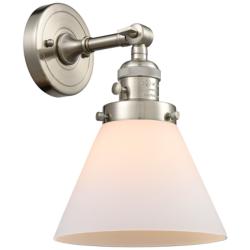 Cone 10"H Brushed Nickel Wall Sconce with Matte White Shade