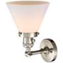 2_Cone 10"H Brushed Nickel Wall Sconce with Matte White Shade more views