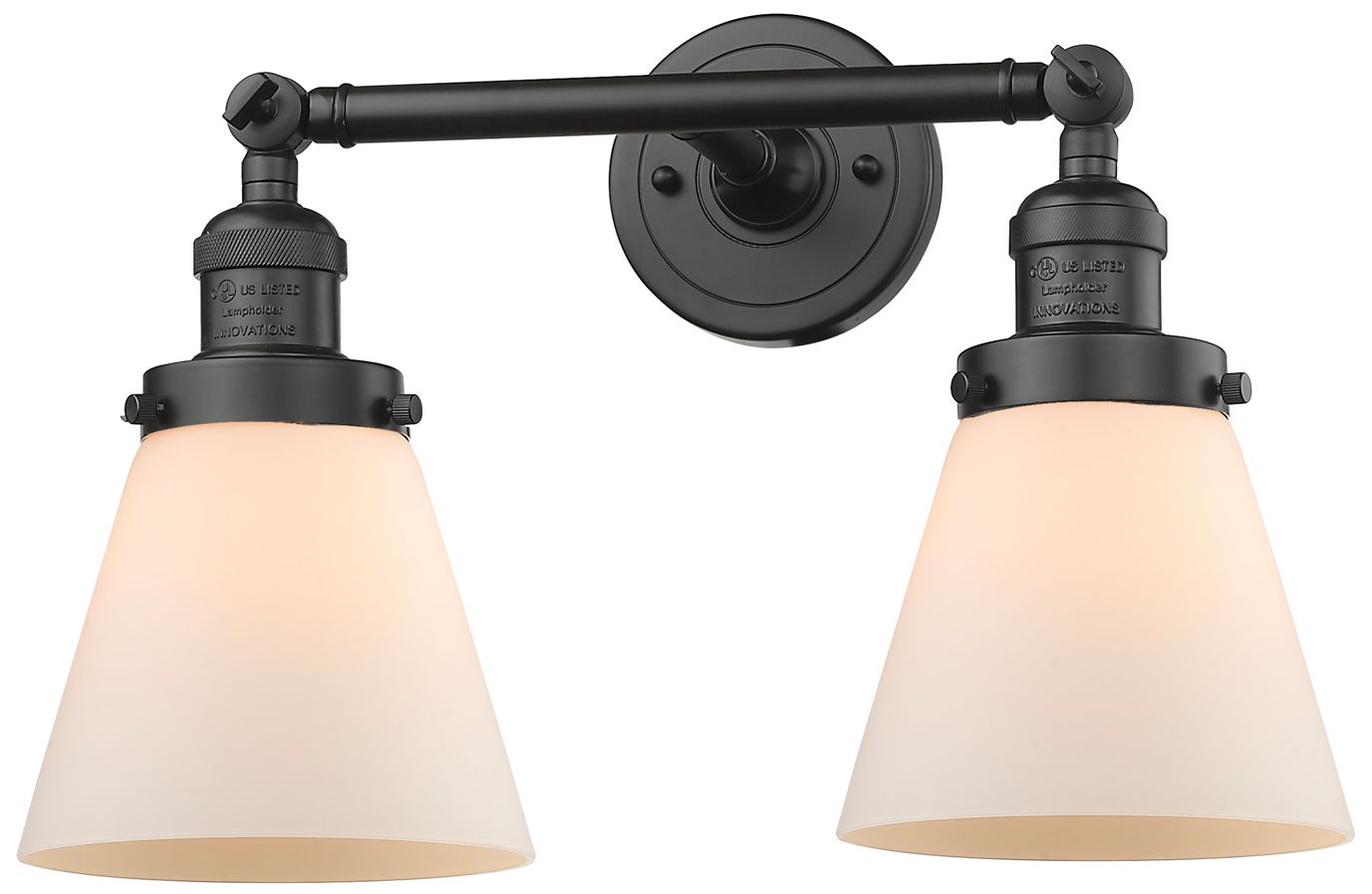 Cone 10"H Oil-Rubbed Bronze 2-Light Sconce w/ White Shade
