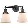 1_Cone 10"H Oil-Rubbed Bronze 2-Light Sconce w/ White Shade