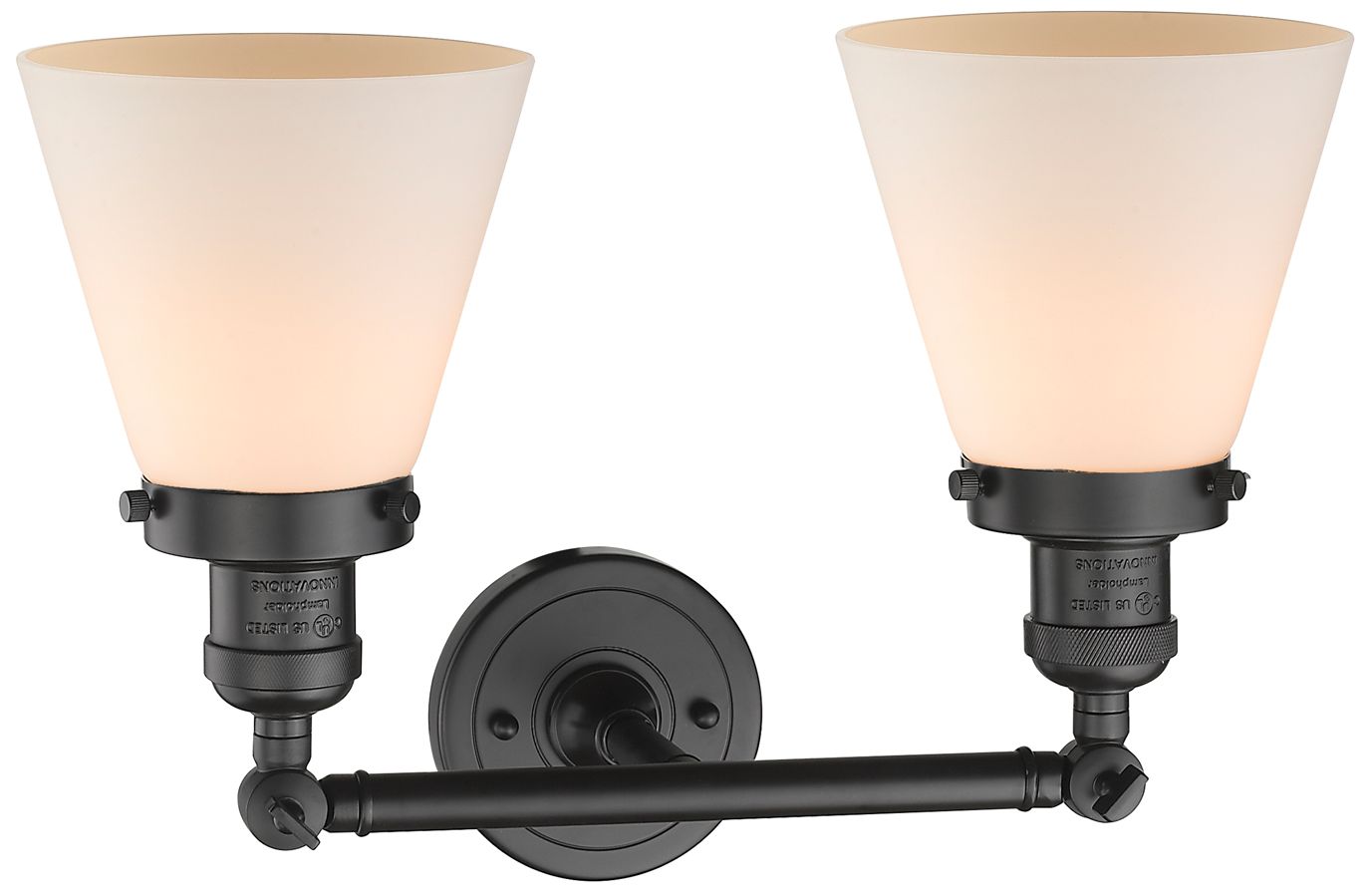 Image 2 Cone 10"H Oil-Rubbed Bronze 2-Light Sconce w/ White Shade more views