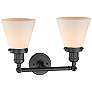 2_Cone 10"H Oil-Rubbed Bronze 2-Light Sconce w/ White Shade more views