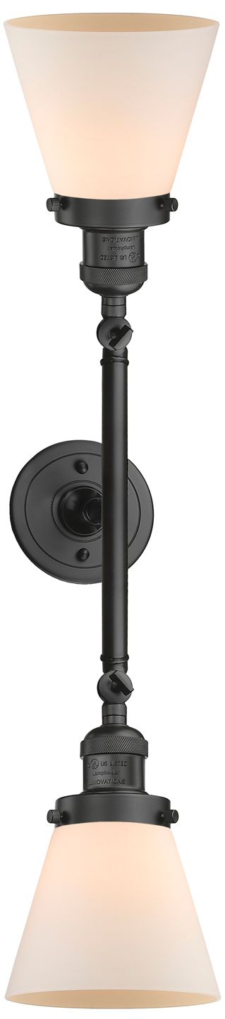 Image 3 Cone 10"H Oil-Rubbed Bronze 2-Light Sconce w/ White Shade more views