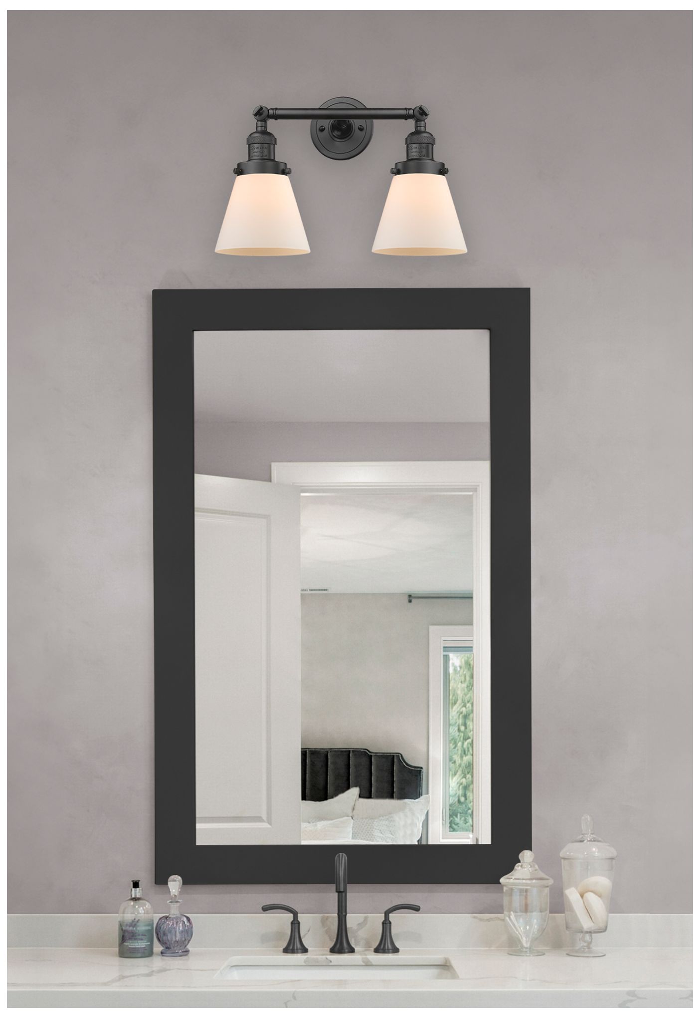 Image 5 Cone 10"H Oil-Rubbed Bronze 2-Light Sconce w/ White Shade more views