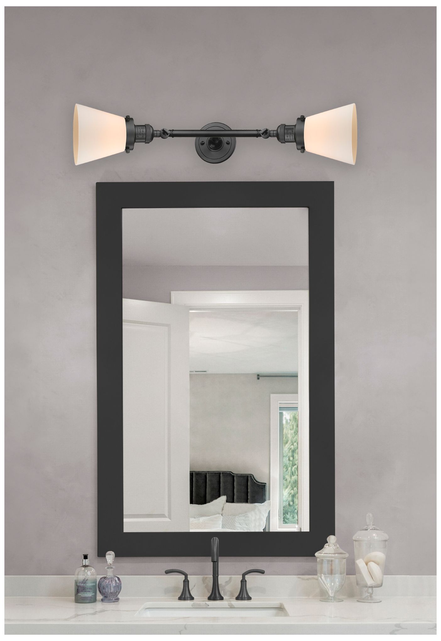 Image 6 Cone 10"H Oil-Rubbed Bronze 2-Light Sconce w/ White Shade more views