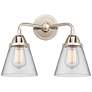 Cone 10"H Polished Nickel Clear Glass 2-Light Wall Sconce