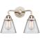Cone 10"H Polished Nickel Clear Glass 2-Light Wall Sconce
