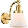 Cone 11 1/2" High Satin Gold Wall Sconce with White Glass