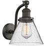 1_Cone 11 1/2"H Oil-Rubbed Bronze with Seedy Glass LED Sconce