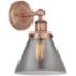 Cone 11 1/4" High Antique Copper Wall Sconce w/ Smoke Glass