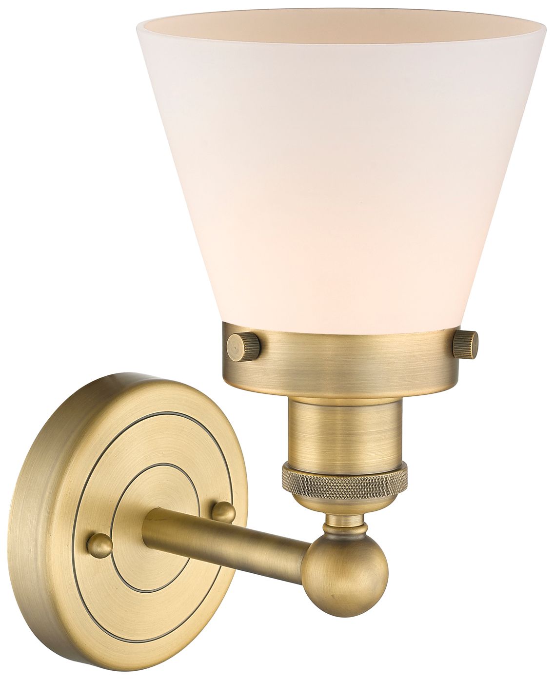 Image 2 Cone 11 1/4" High Brushed Brass Wall Sconce w/ White Shade more views