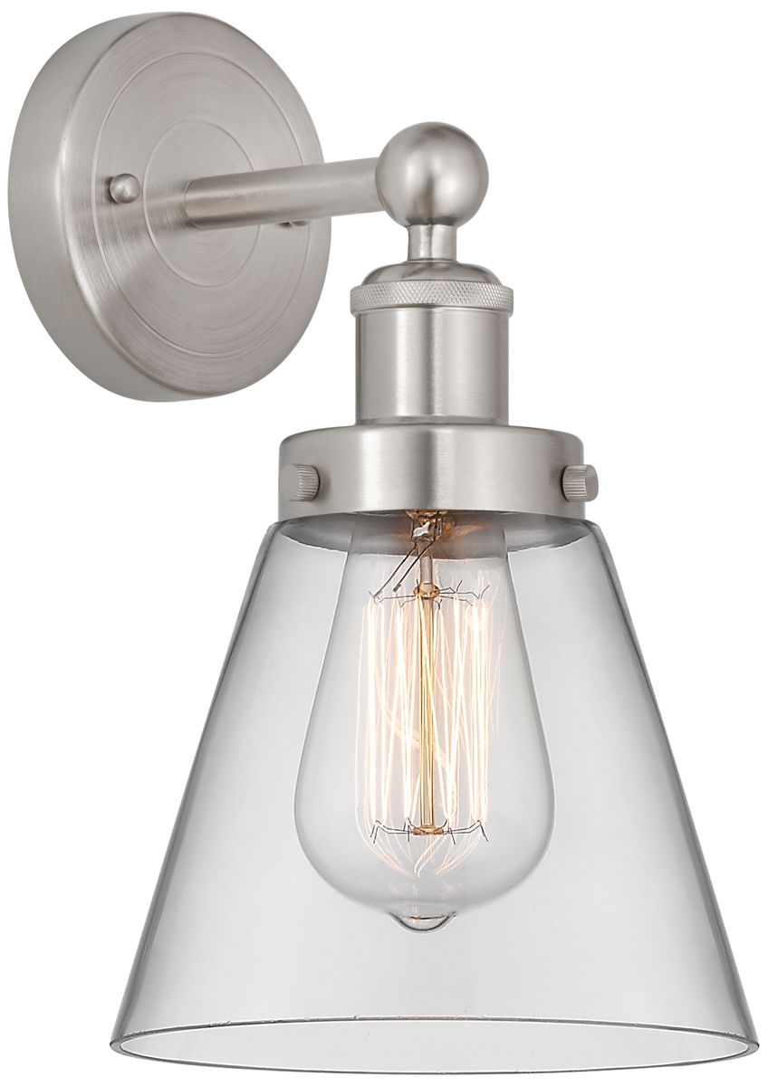 Cone 11 1/4"H Brushed Nickel Wall Sconce with Clear Glass