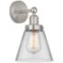 Cone 11 1/4"H Brushed Nickel Wall Sconce with Clear Glass