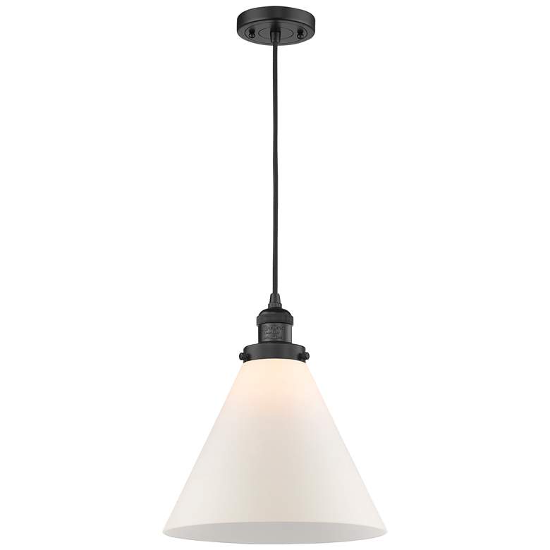Image 1 Cone 11 3/4" Wide Matte Black LED Mini Pendant