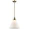 Cone 11 3/4"W Brushed Brass Mini Pendant with White Glass