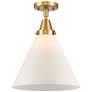Cone 11 3/4"W Satin Gold with White Glass LED Ceiling Light