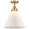 Cone 11 3/4"W Satin Gold with White Glass LED Ceiling Light