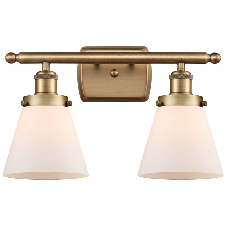 Image 1 Cone 11" High Brushed Brass 2-Light LED Wall Sconce