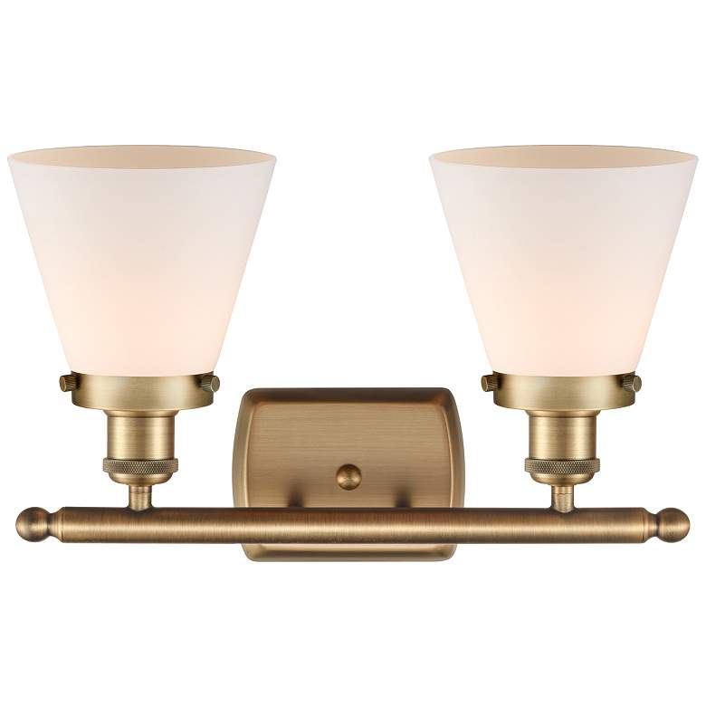 Image 2 Cone 11" High Brushed Brass 2-Light LED Wall Sconce more views