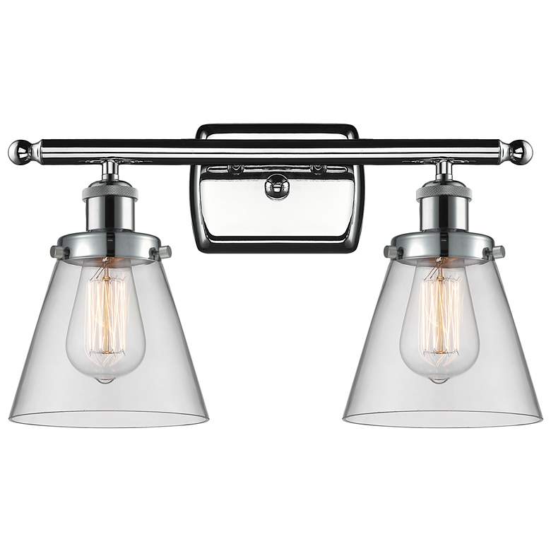 Image 1 Cone 11" High Polished Chrome 2-Light LED Wall Sconce