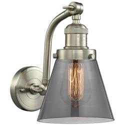 Cone 11"H Brushed Satin Nickel with Smoke Glass Wall Sconce